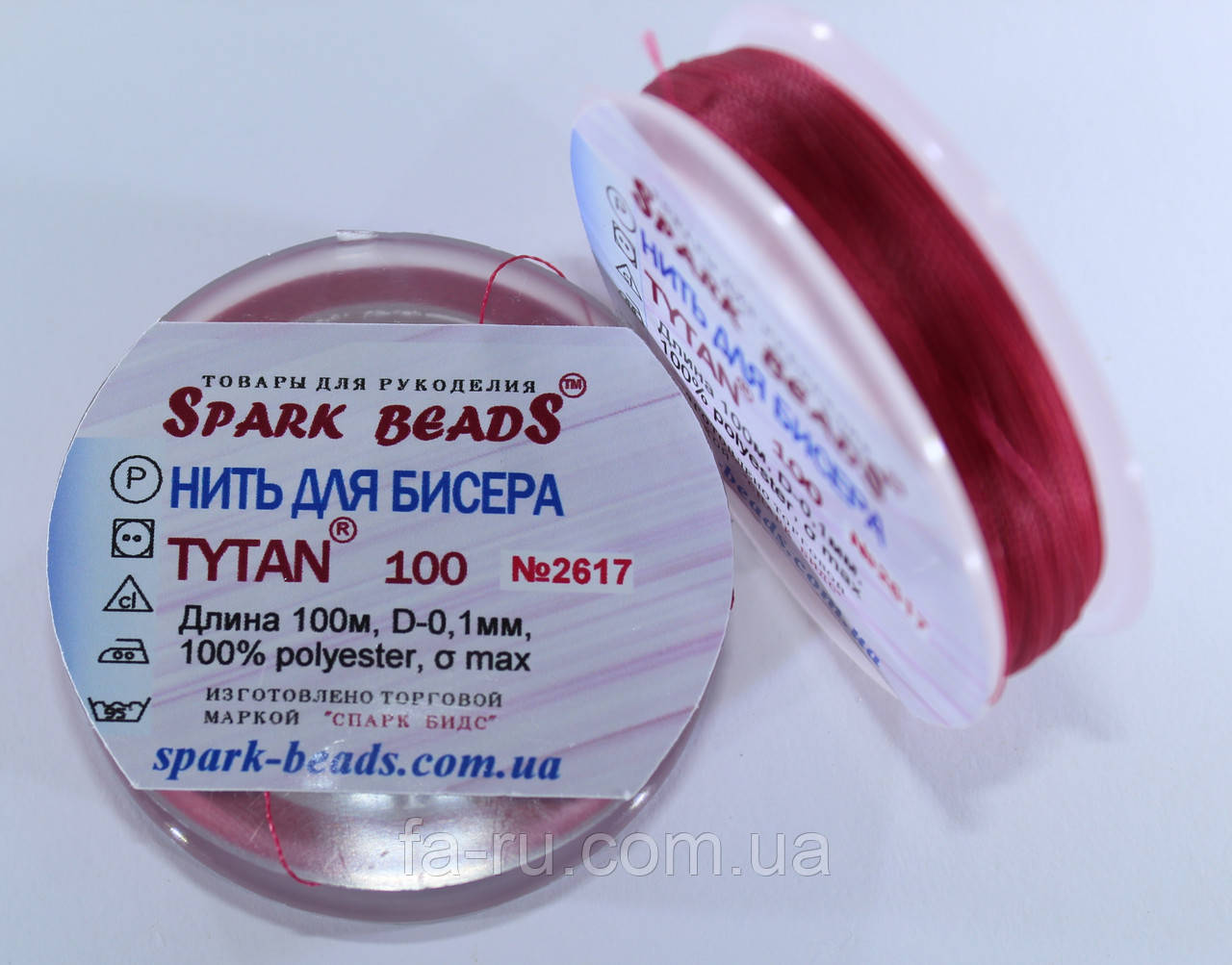Нитка для бісеру TYTAN 100 No2617. Карміново-червоний 100 м