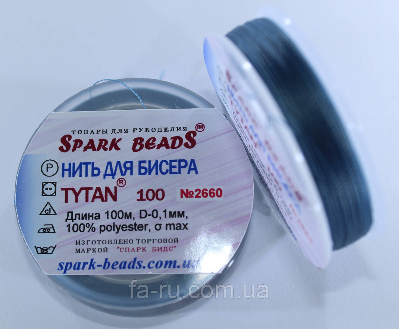 Нитка для бісеру TYTAN 100 No2660. Джинсовий  100 м, фото 1