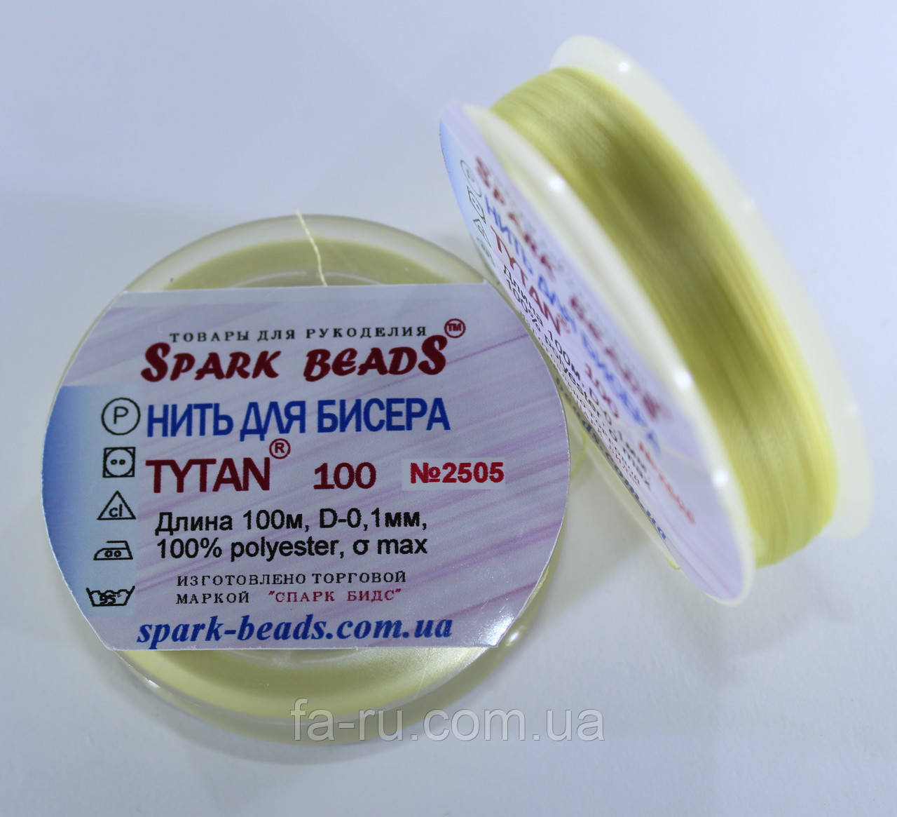 Нитка для бісеру TYTAN 100 No2505. Лимонний світлий 100 м