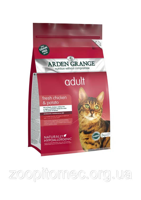 Arden Grange (Арден Грендж) Adult Cat Chicken Potato Беззерновой корм для дорослих кішок курка з картоплею, 2 кг