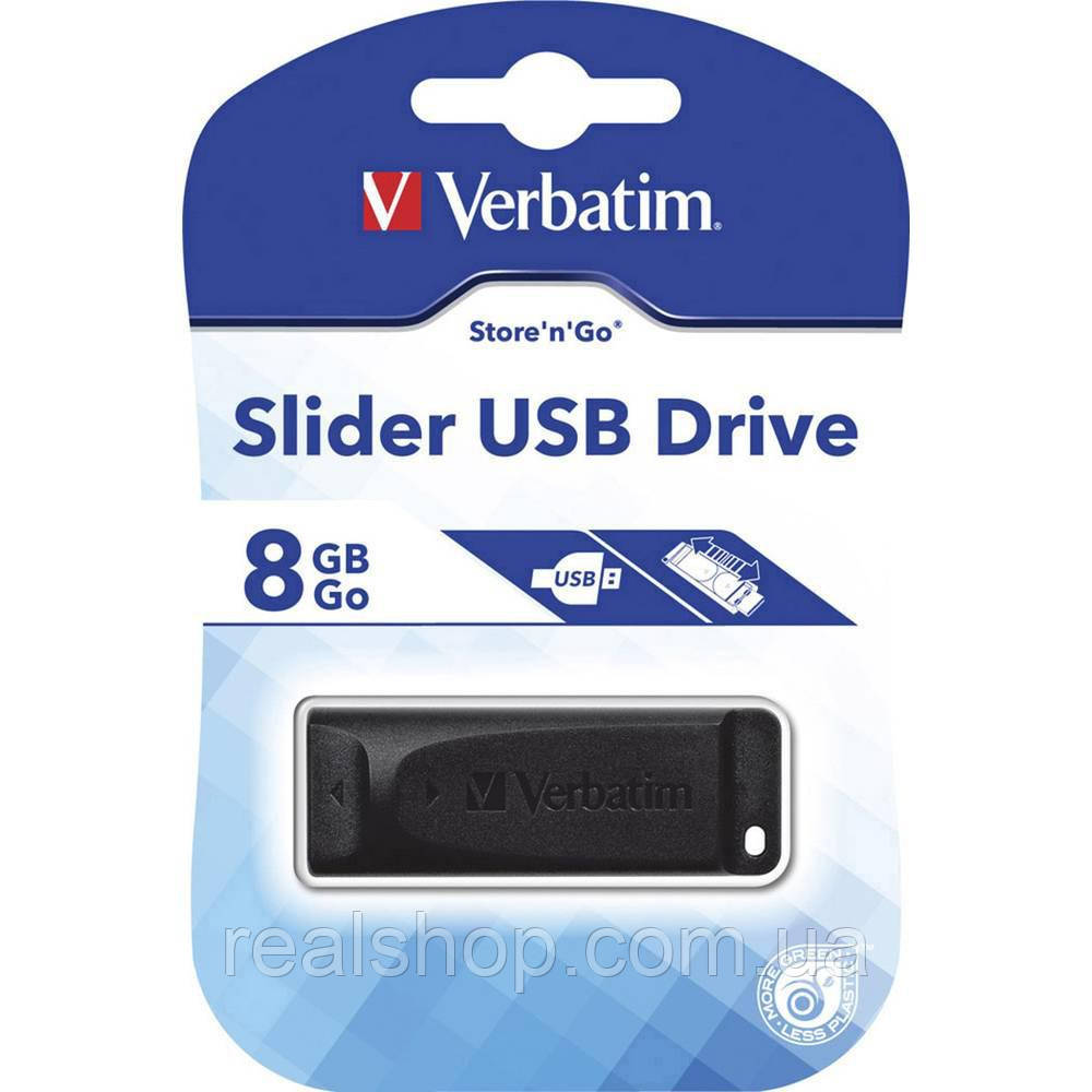 Накопичувач USB Verbatim Store 'n' Go Slider USB Drive 8 GB Black (98695)