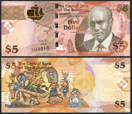 Багами / Bahamas 5 dollar 2007 Pick 72 UNC