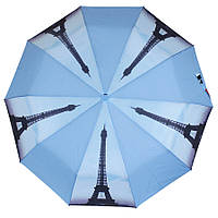 Зонт складной полуавтомат Голубой с башней