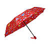 Зонт складаний автомат Червоний з квітами, фото 2