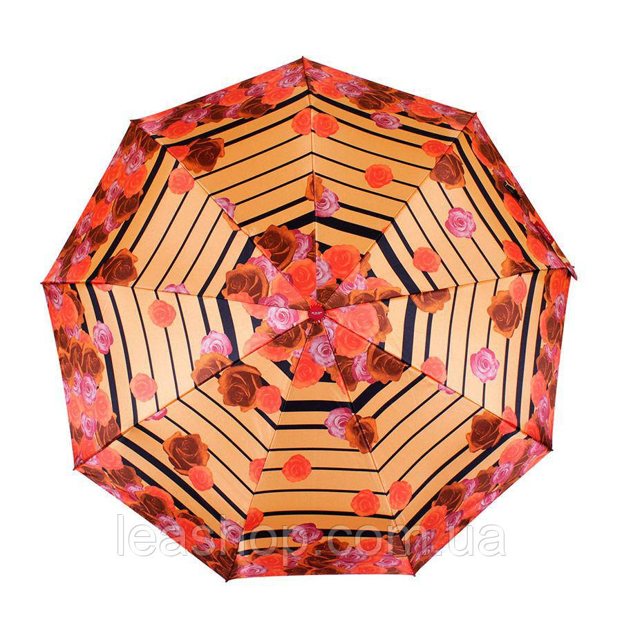 Зонт складаний автомат Жовтий з трояндами, фото 1
