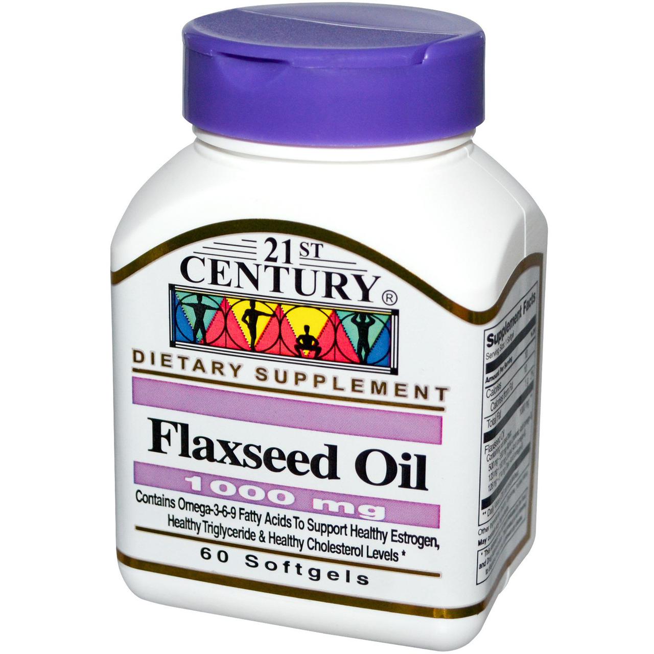 Flaxseed Oil 1000 mg 21st Century, 60 капсул