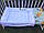 Конверт-плед для новонароджених легкий на виписку та в коляску "Аист" білий, синя стрічка, фото 2