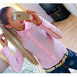 Стильна жіноча однотонна сорочка з блискавкою на рукавах, офісна сорочка жіноча, фото 2