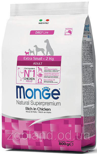 70011419 Monge Extra Small Adult з куркою, 800 г