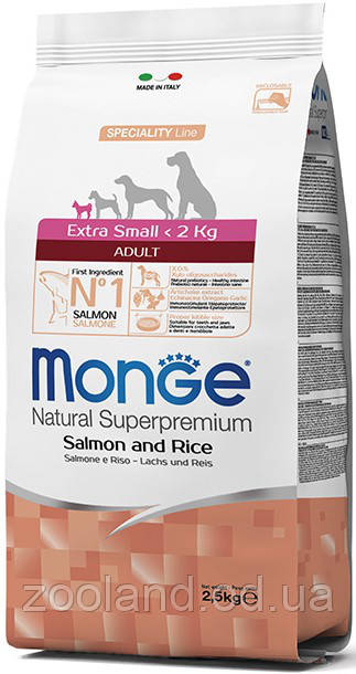 70011464 Monge Extra Small Adult з лососем, 2,5 кг