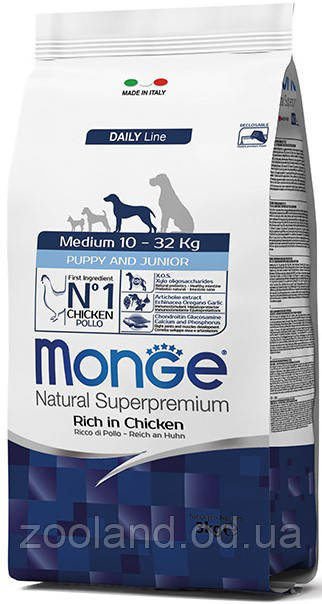 70004220 Monge Medium Puppy & Junior з куркою, 3 кг