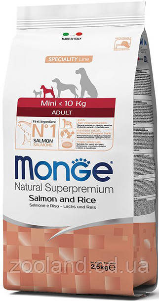 70011587 Monge Mini Adult з лососем, 7,5 кг