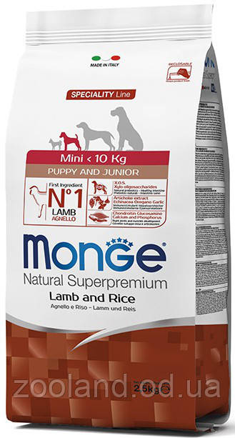 70011075 Monge Mini Puppy & Junior з ягням, 7,5 кг