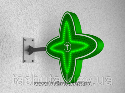 Крест светодиодный для аптек "ЛЕПЕСТОК" 600x600 мм (Вид: Двухсторонний; )