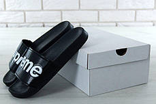 Supreme Slippers Black, чоловічі капці баленсіага. ТОП Репліка ААА класу., фото 3