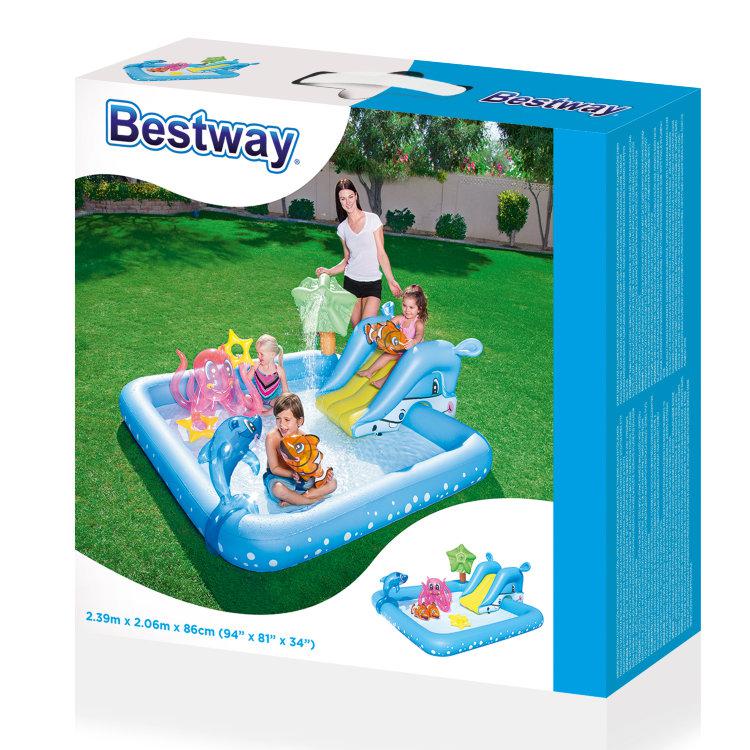 Игровой центр Bestway 53052 Аквариум 239 х 206 х 86 см, надувной бассейн с горкой и игрушками - фото 8 - id-p720149631