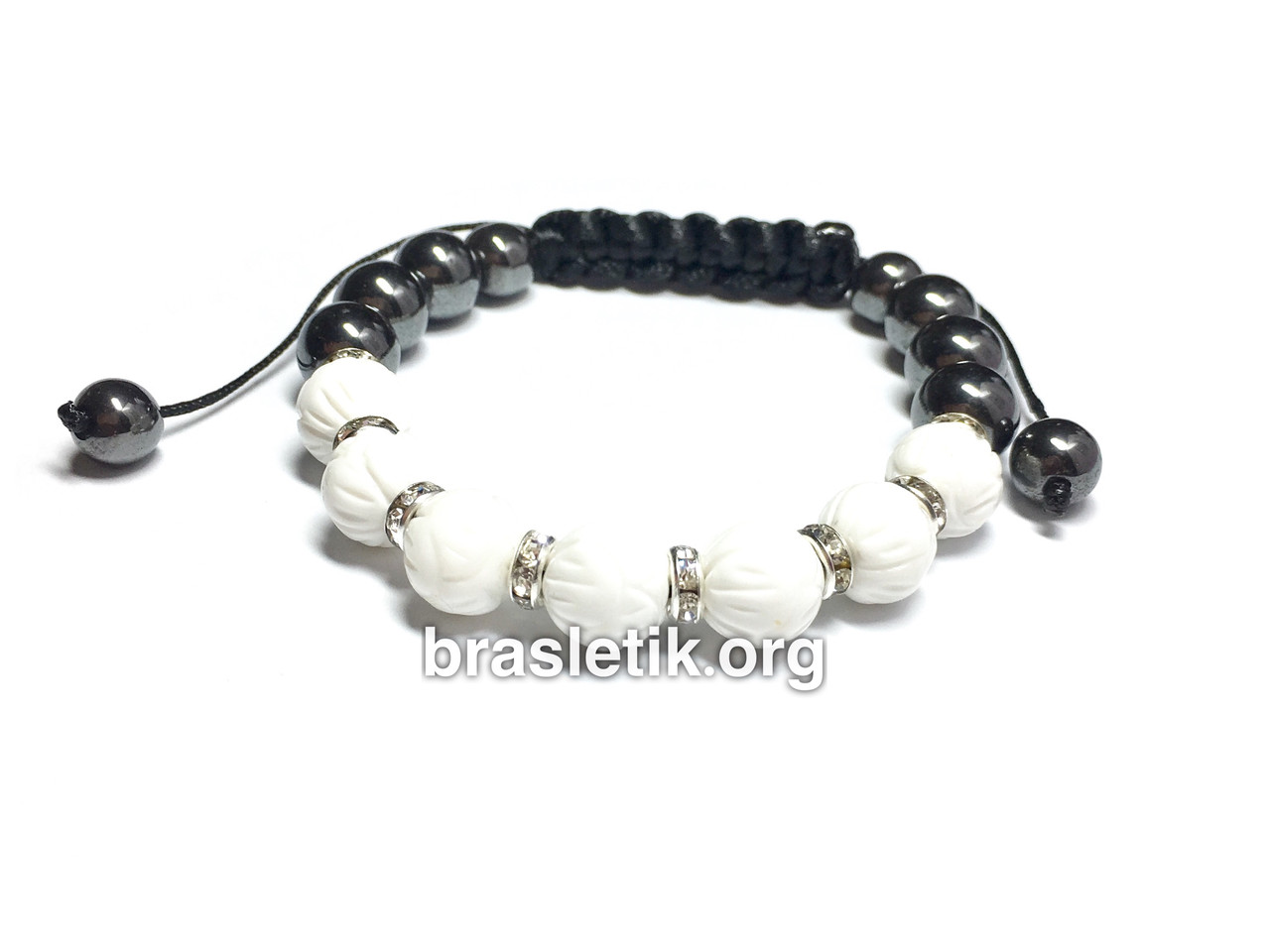 Жіночий браслет з білого корала «Лотос» shamballa
