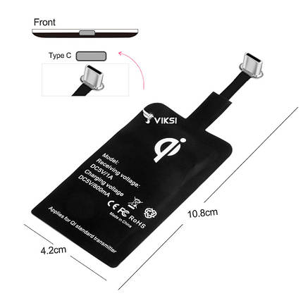 Бездротовий приймач-катушка, заряджання для смартфонів (USB Type A), фото 1