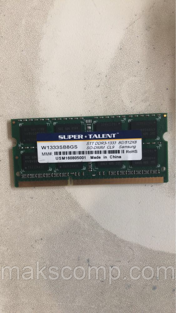 Пам'ять Super Talent 8Gb So-DIMM PC3-10600S DDR3-1333