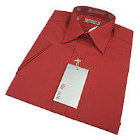 Класична чоловіча сорочка De Luxe 211AК бордового кольору (короткий рукав)