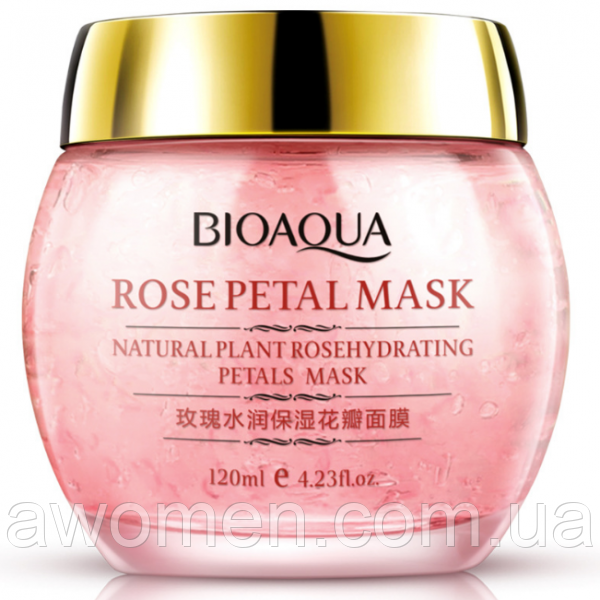 Зволожувальна маска для обличчя з пелюстками троянди BIOAQUA Rose Petal Mask 120 g