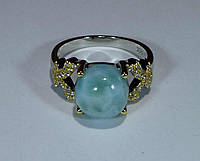 Двухцветное кольцо с натуральным ларимаром 10 мм Размер 18