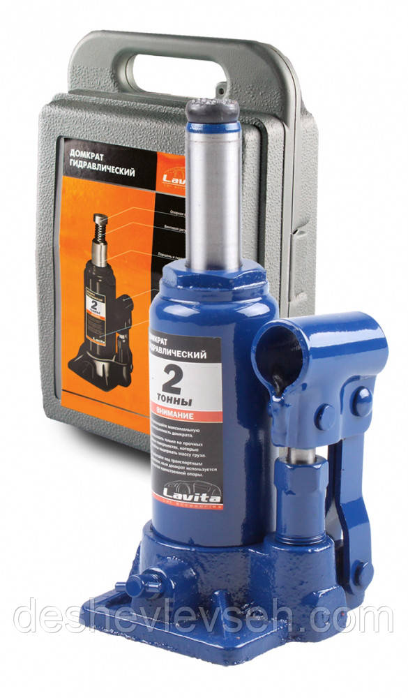 Домкрат гідравлічний 2т бут.типу (пластик упак) (LA JNS-02PVC), (LAVITA), фото 1