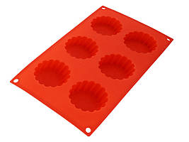 Форма для випічки кексів мафінів силіконова Calve CL-4605 на 6 комірок червона