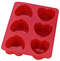 Форма для випічки кексів мафінів силіконова Calve CL-4604 на 6 комірок червона