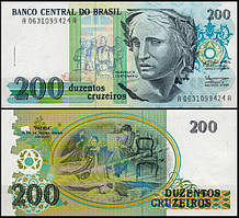 Бразилія/Brazil 200 Cruzeiros (1990) Pick 229 UNC