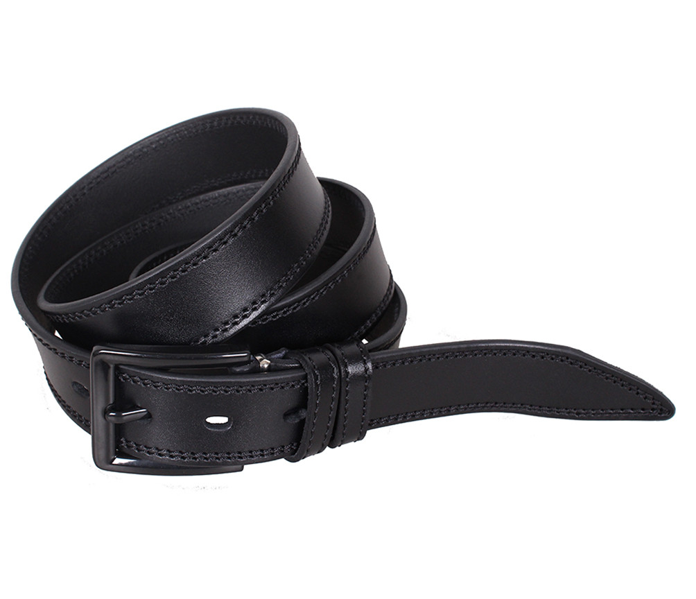 Чоловічий ремінь з натуральної шкіри під штани L408-199 чорний, фото 1
