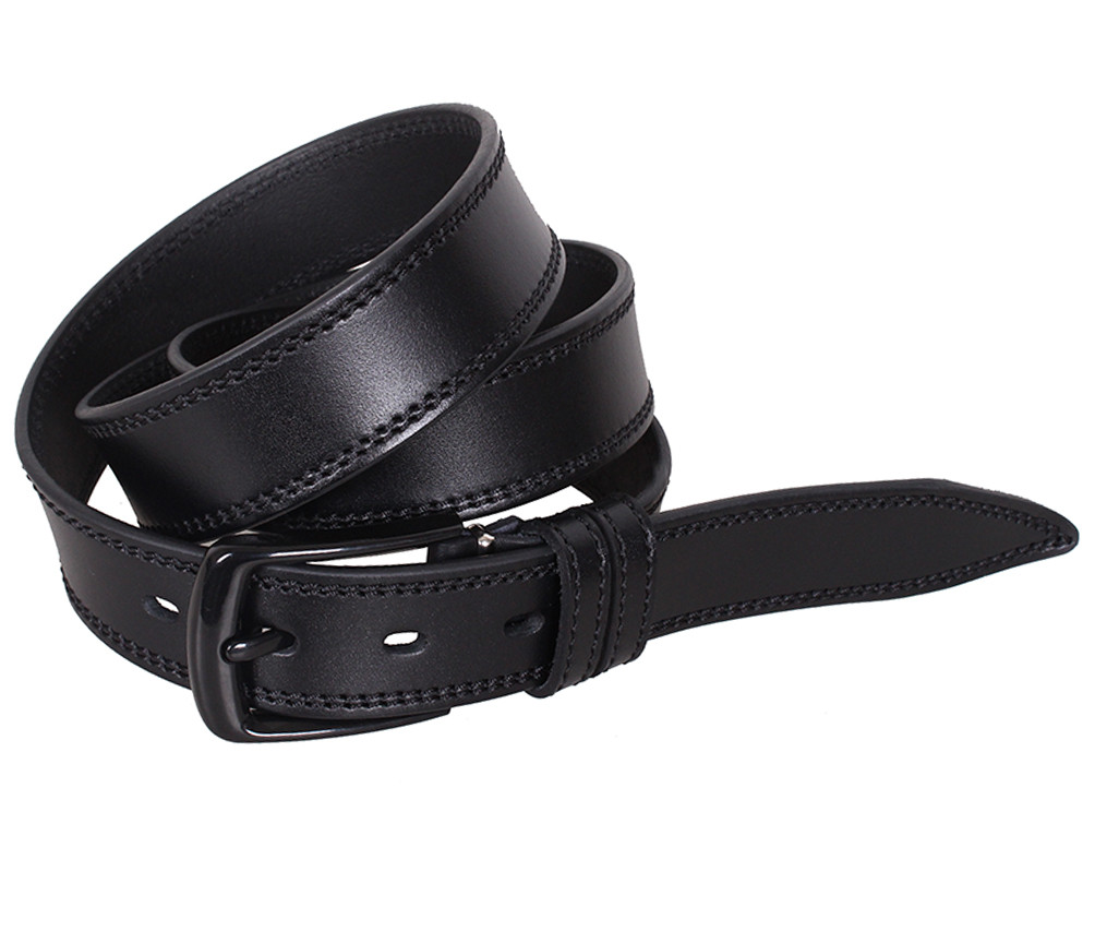 Чоловічий ремінь з натуральної шкіри під штани L411-199 чорний, фото 1