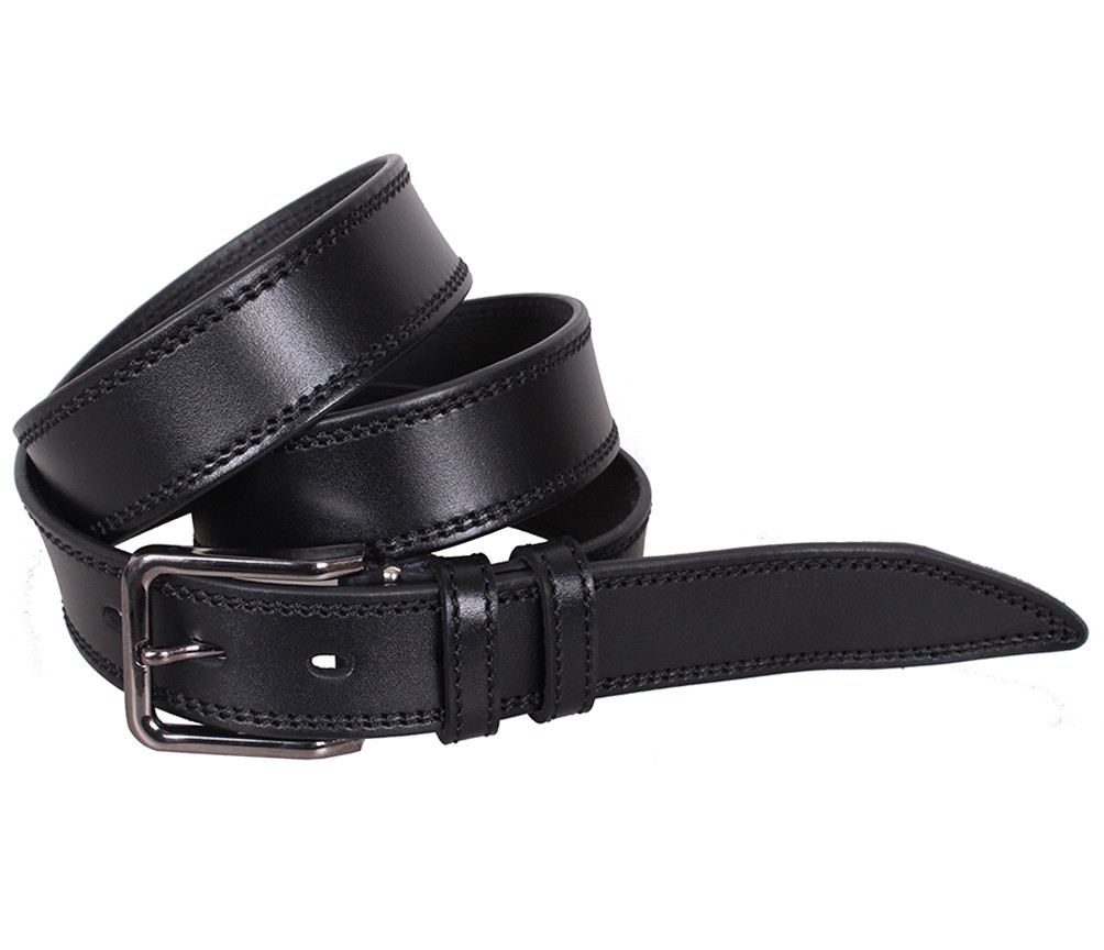 Чоловічий ремінь з натуральної шкіри під штани L412-199 чорний, фото 1