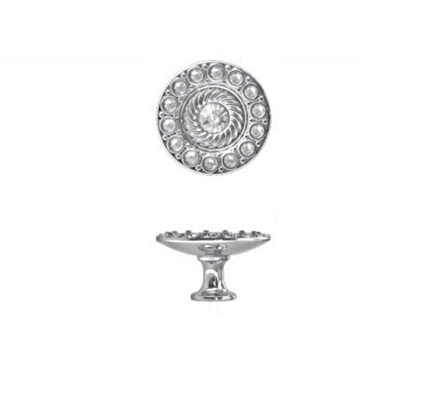 Ручка кнопка з кристалами Swarovski GU-W7340 глянсовий хром