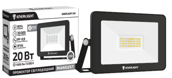 Прожектор світлодіодний ENERLIGHT MANGUST 20Вт 6500K, фото 1