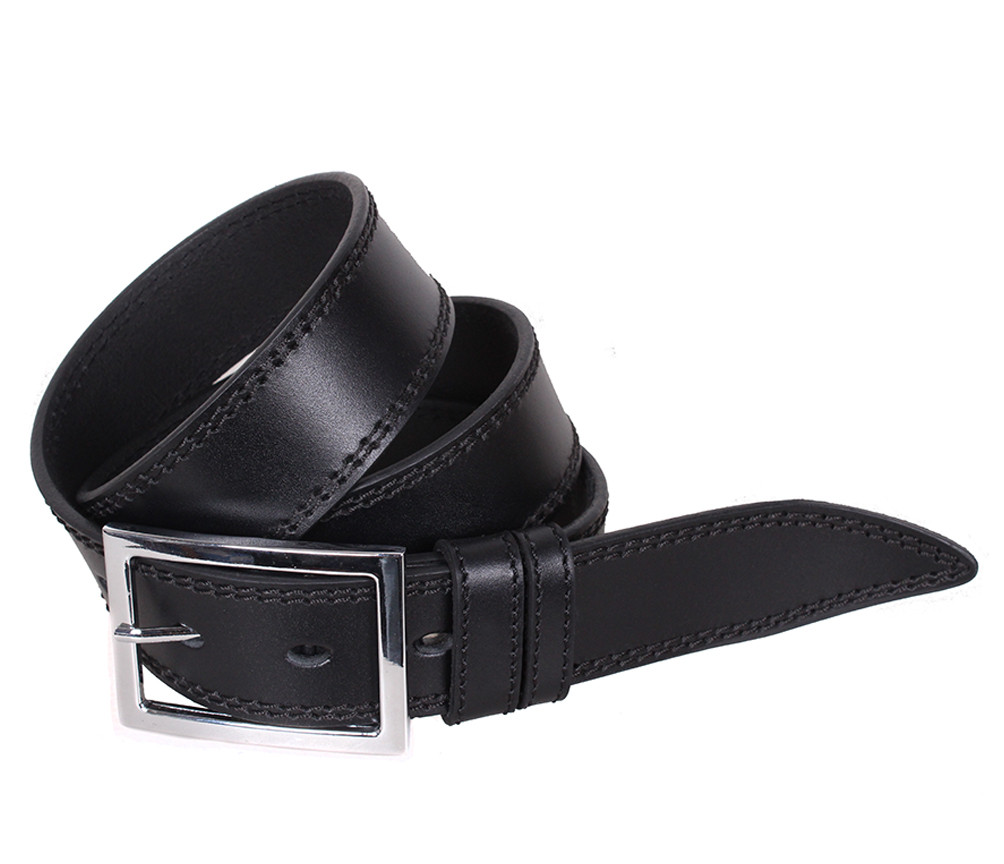 Чоловічий ремінь з натуральної шкіри під джинси LL613-199 Чорний, фото 1