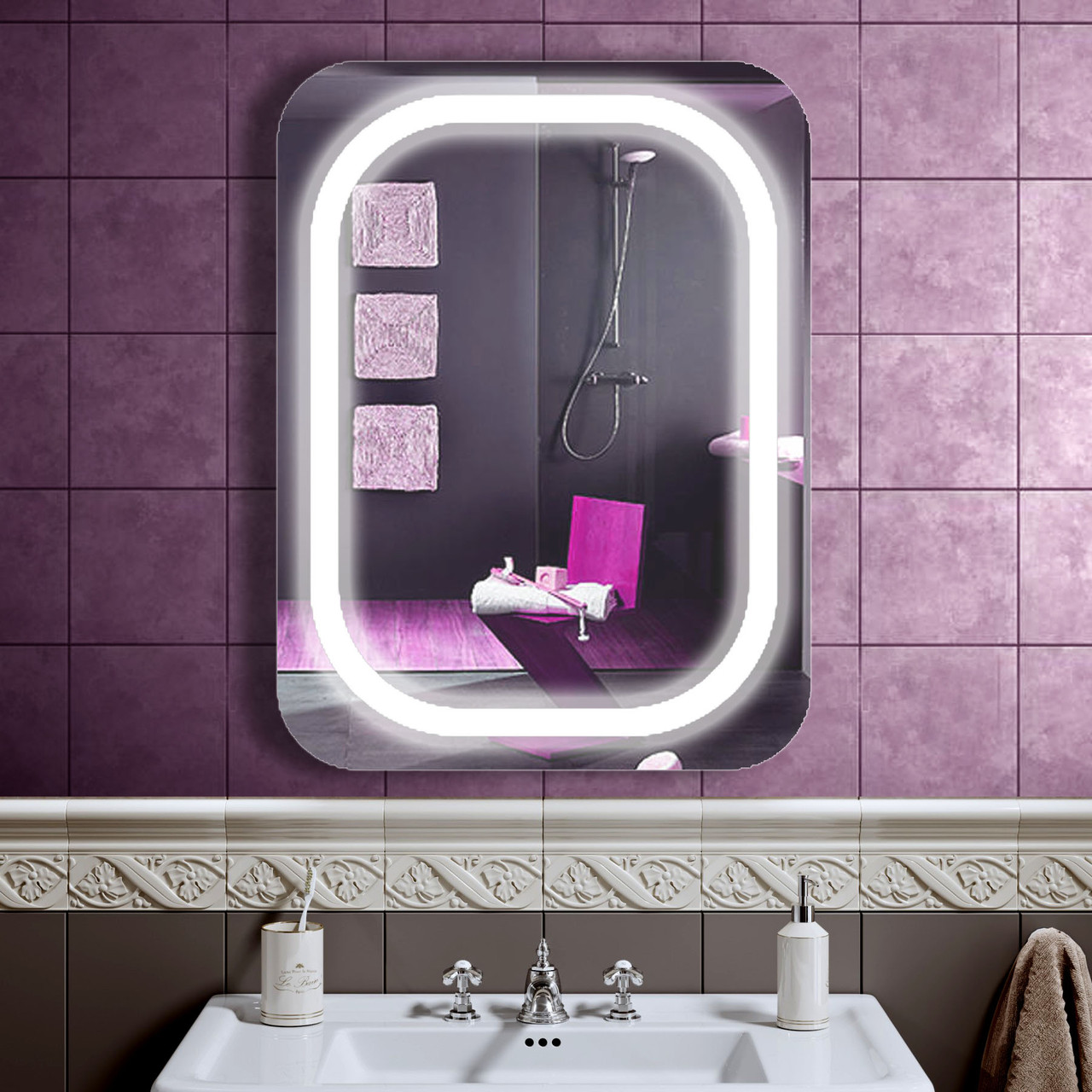 LED дзеркало у ванну зі світлодіодним підсвічуванням DV 7518 600х800 мм