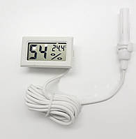 Гігрометр, цифровий термометр з виносним датчиком (Білий)