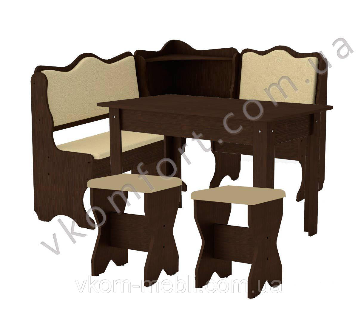 Кухонний куточок Дакар комплект (стіл КС 5 розкладний+диван+2 табурета Т1), фото 1