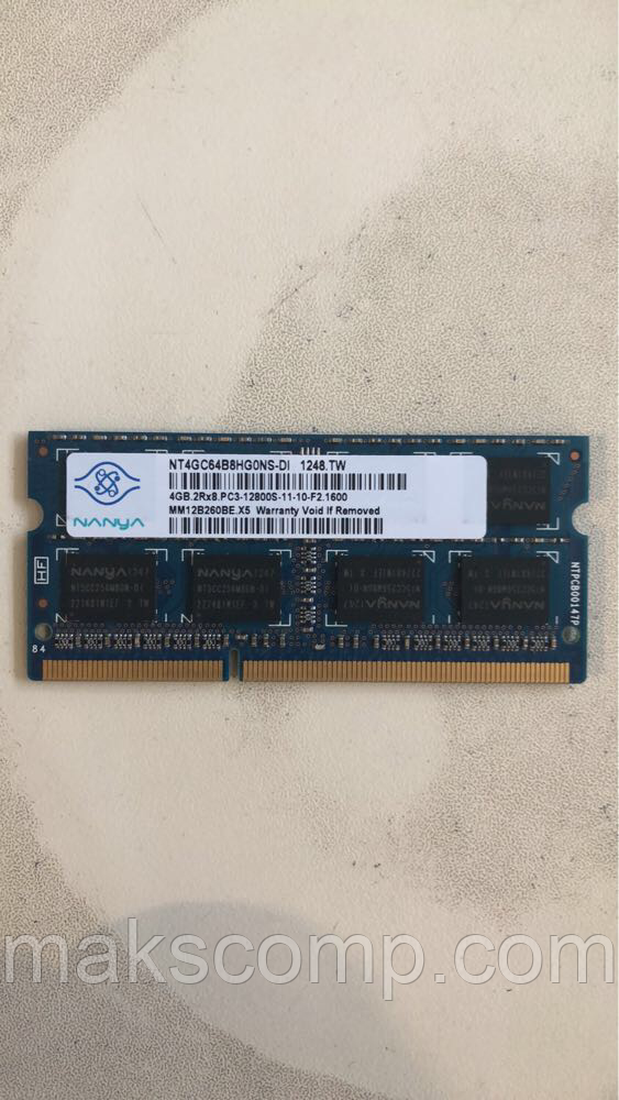 Пам'ять NANYA 4Gb So-DIMM PC3-10600S DDR3-1333 1.5 v NT4GC64B8HG0NS