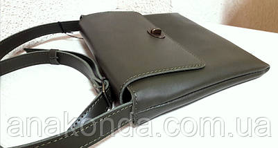 391 Натуральна шкіра, Сумка крос-боді жіноча, на замочку, колір хакі (болотний, оливка, оливковий), фото 2