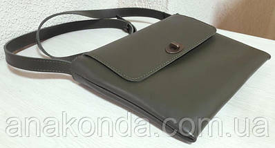 391 Натуральна шкіра, Сумка крос-боді жіноча, на замочку, колір хакі (болотний, оливка, оливковий), фото 4