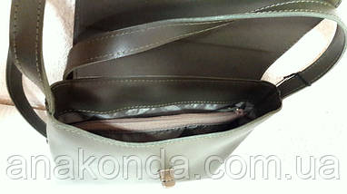 391 Натуральна шкіра, Сумка крос-боді жіноча, на замочку, колір хакі (болотний, оливка, оливковий), фото 5