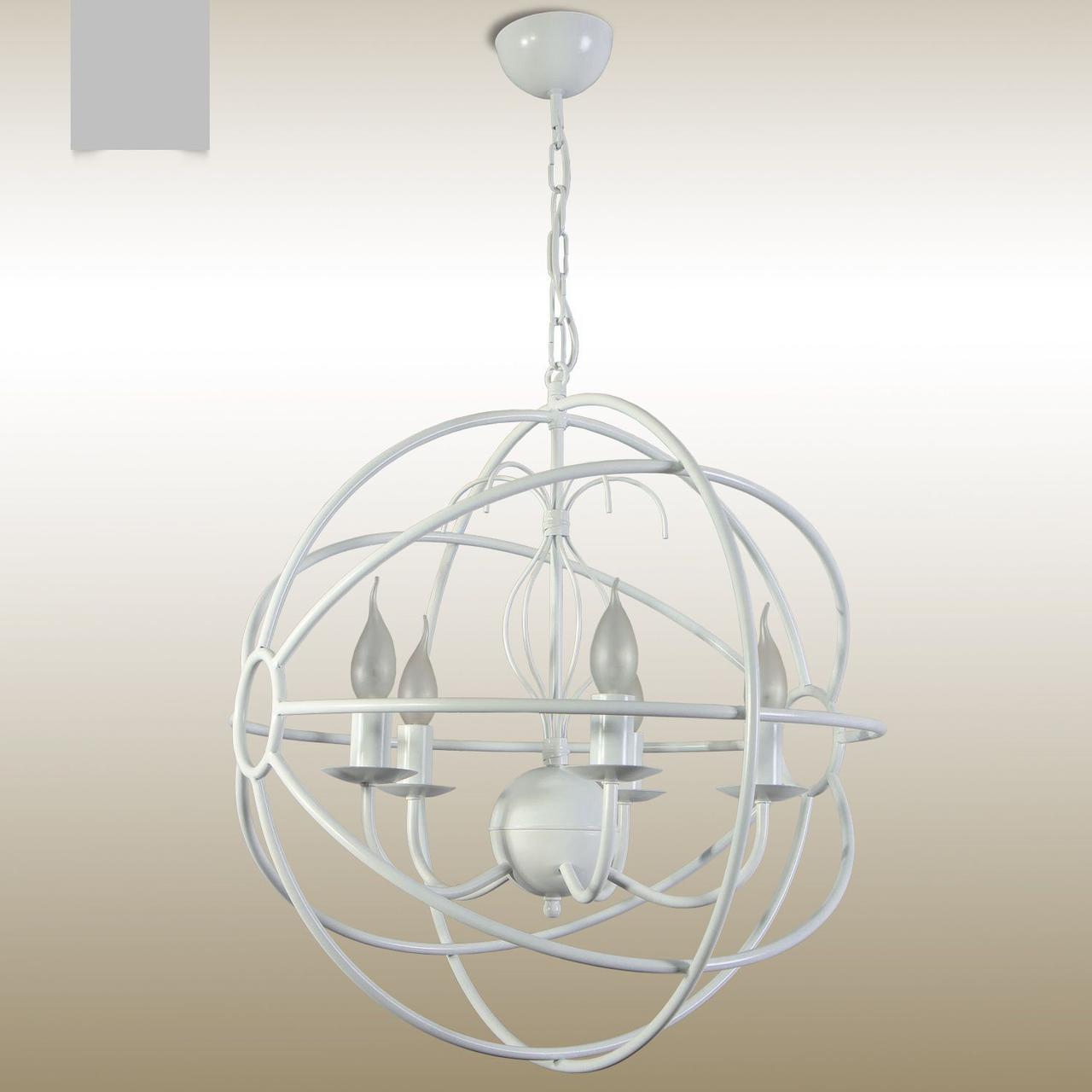 Біла металева люстра на ланцюги для високої стелі, фото 1