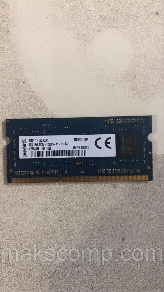 Пам'ять Kingston 4Gb So-DIMM PC3L-12800S DDR3-1600 1,35 v (HP698656)