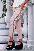 Стильные летние укороченные брюки с лампасами 42-50 размеры