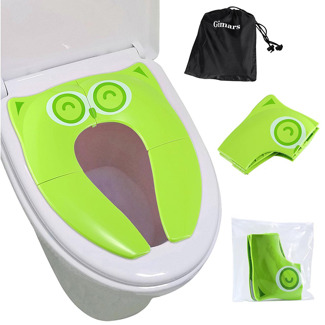 Дитяча накладка на унітаз салатова Gimars Upgrade Folding Large Non Slip Silicone Pads Travel Portable Reusa