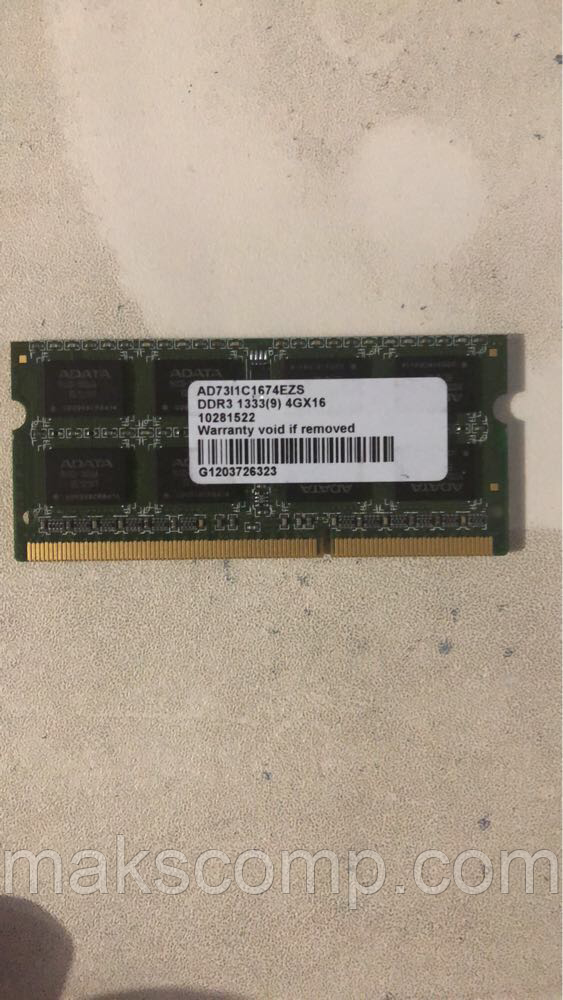 Пам'ять 4Gb ADATA So-DIMM PC3-10600S DDR3 1.5 v ad73L1c1674EZS