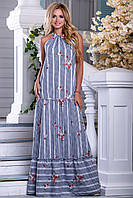 Літній довге плаття - сарафан в смужку 44-50 розміру