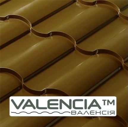 Металочерепиця 0,5 мм Валенсія Сталекс RAL- 8017 Німеччина (Коричневий мат), фото 1